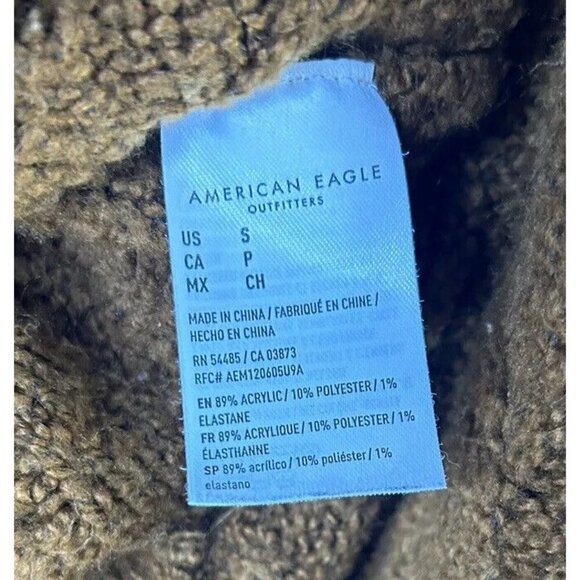 American Eagle Outfitters Oversized Cropped Hoodie Brown Sweater Size Sm… - Picture 9 of 9